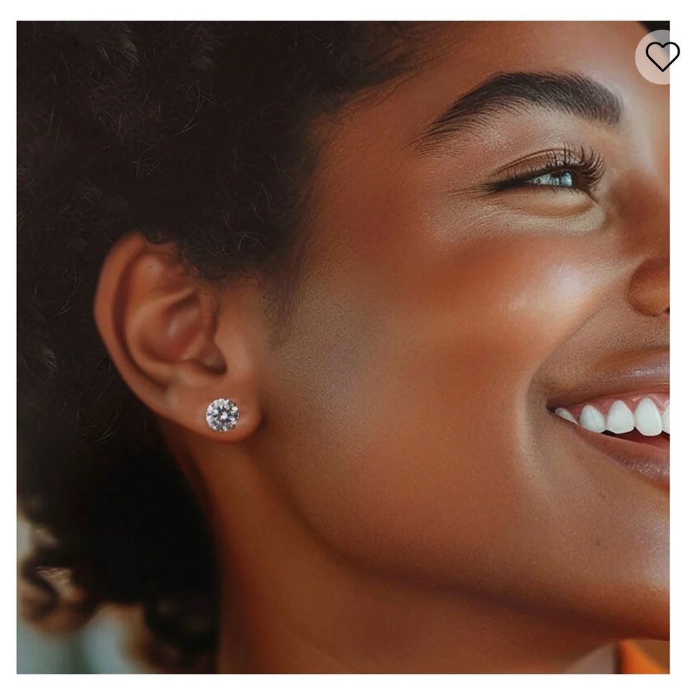 3CTW CZ Studs - White Gold - Picture 3 of 7